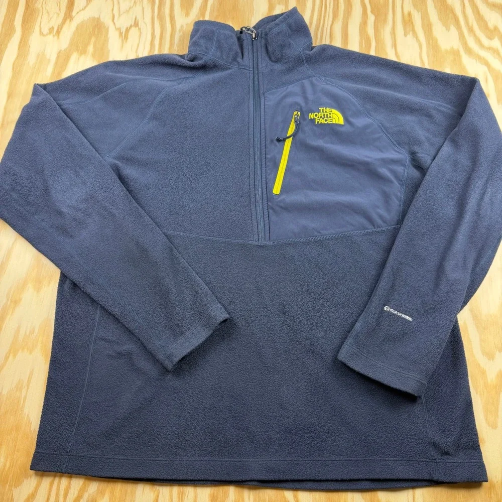 The North Face Mens FlashDry Quarter Zip Fleece Pullover Navy Blue Large C741